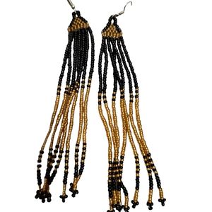 African beaded fringe earrings